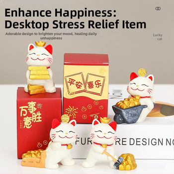 Ruijie Ρητίνη Καρτούν Γάτα Επιτραπέζιο Διακοσμητικό για Οικία & Γραφείο — Έτοιμο για Δώρο, Κατάλληλο για Αποφοίτηση, Νέο Σπίτι, Εκδηλώσεις