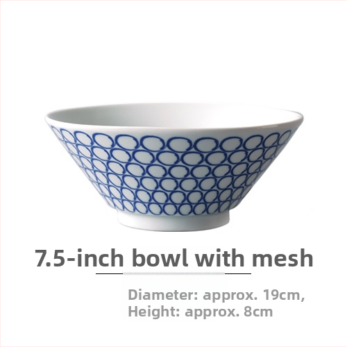 Nishida Muyu ramen dubuo iš porceliano, dryžuotas raštas, japonų stilius, apvali forma, tinkamas mikrobangoms