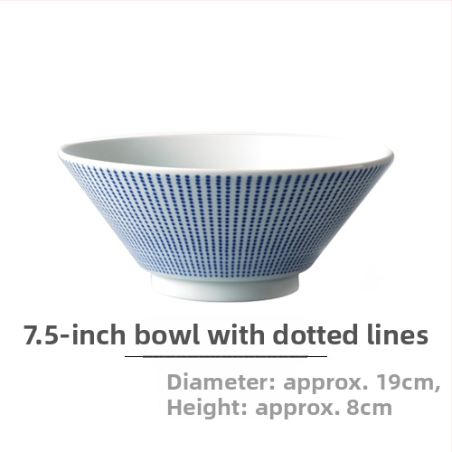 Nishida Muyu ramen dubuo iš porceliano, dryžuotas raštas, japonų stilius, apvali forma, tinkamas mikrobangoms