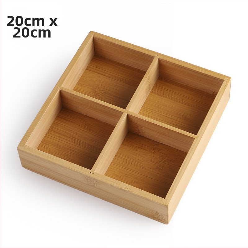 Bambukinis kvadratinis padėklas su devyniais skyreliais, medinė serviravimo plokštė džiovintiems vaisiams ir užkandžiams, kinų stilius