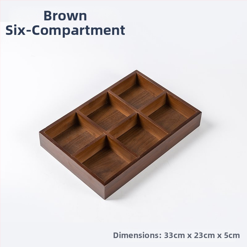 Bambukinis kvadratinis padėklas su devyniais skyreliais, medinė serviravimo plokštė džiovintiems vaisiams ir užkandžiams, kinų stilius
