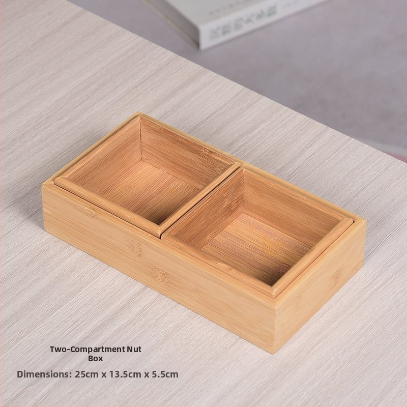 Bambukinis kvadratinis padėklas su devyniais skyreliais, medinė serviravimo plokštė džiovintiems vaisiams ir užkandžiams, kinų stilius