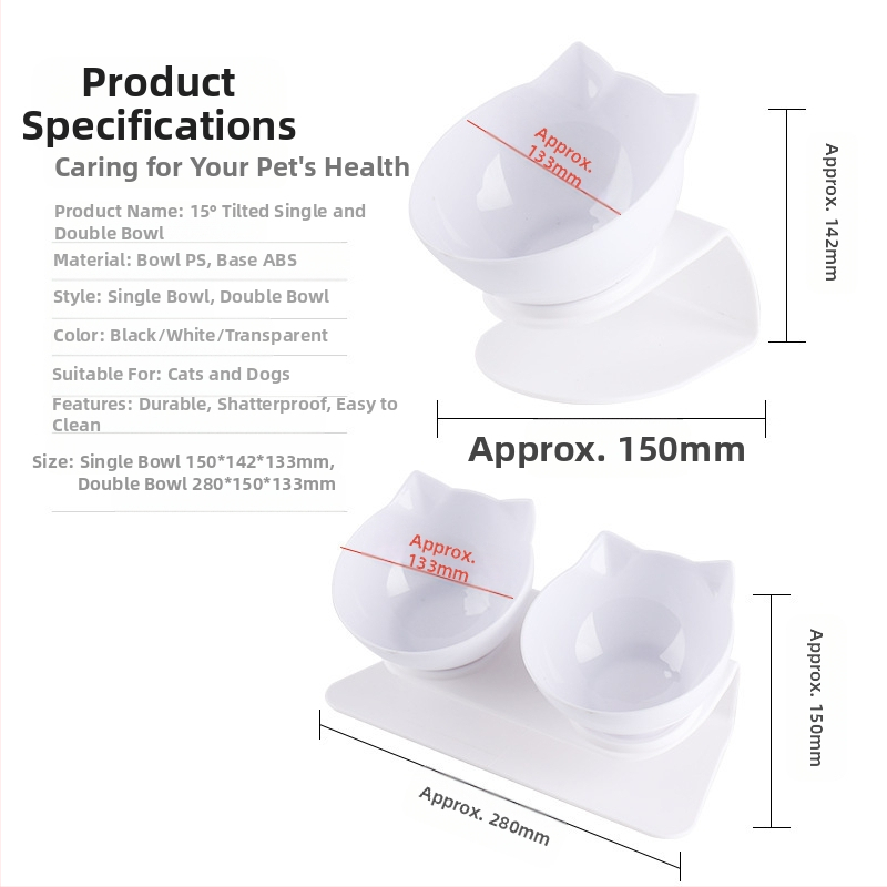 Ole automātiskā barošanas un ūdens bļoda mājdzīvniekiem ar noliektu muti dizainu, vienā vai divās bļodās, materiāls PS+ABS+TPE