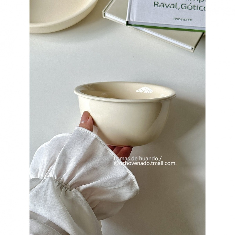 Porcelininė dubenėlis garinamiems kiaušiniams, vientisas raštas, apatinis glazūra, Naujojo Kinų stiliaus, tinkama jogurtui, vaisiams, kruopoms, desertui ir salotoms