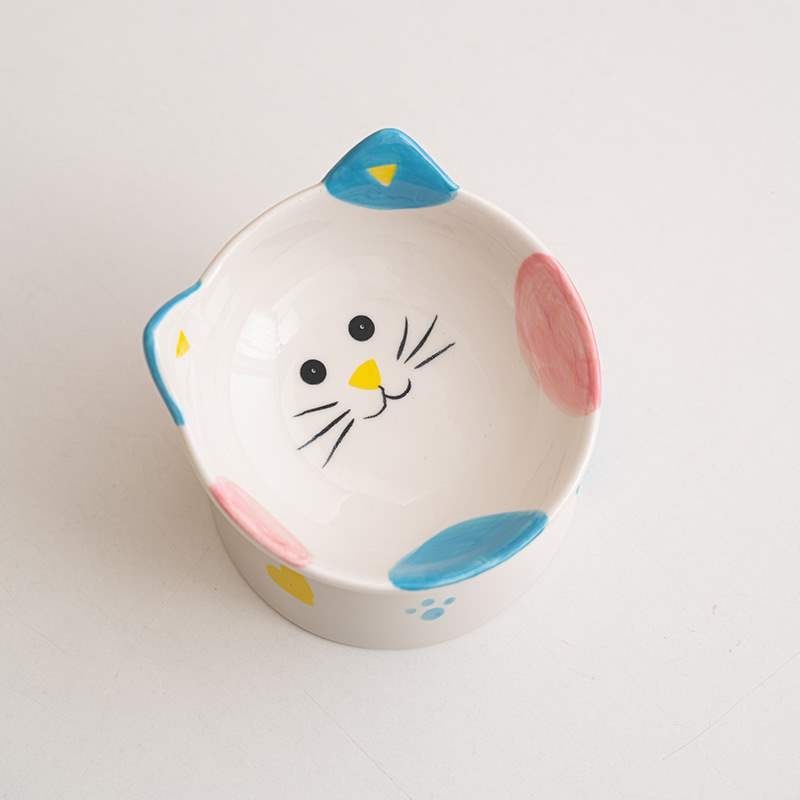 Keraminė kačių dubenėlė su aukšta koja - Prekės ženklas Because of sheng; Kačių maitinimo įrankiai; Tinka katėms; Pakuotė: 100 vnt