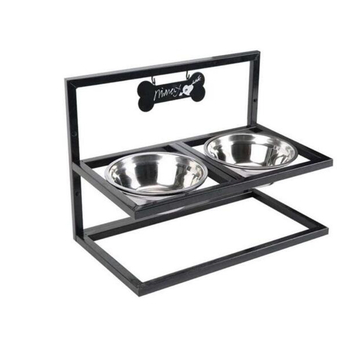 Vasból készült kutya tál tartó, levehető, 1 réteg, modern letisztult stílus, többfunkciós, talajhoz rögzíthető