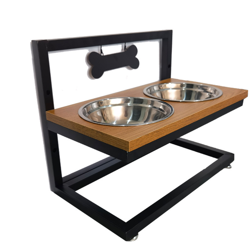 Vasból készült kutya tál tartó, levehető, 1 réteg, modern letisztult stílus, többfunkciós, talajhoz rögzíthető