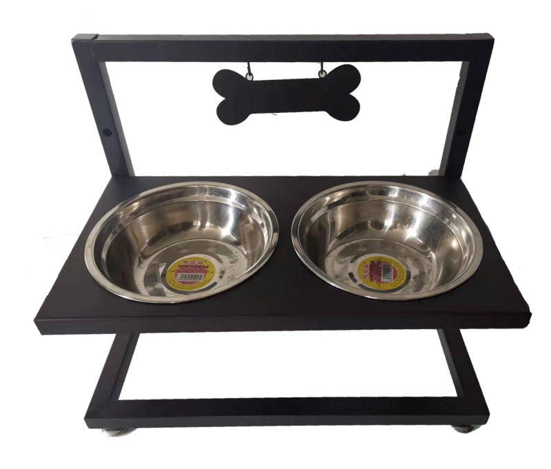 Железен държач за кучешки купи, премахваем, едноетажен, подова стойка, модерен минималистичен стил, лесен монтаж