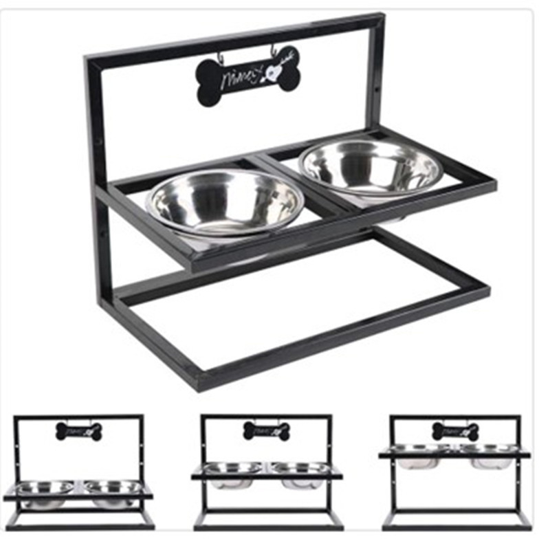 Железен държач за кучешки купи, премахваем, едноетажен, подова стойка, модерен минималистичен стил, лесен монтаж