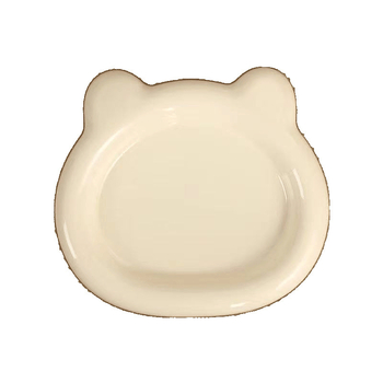 Japonijos stiliaus miela meškiukų lėkštė naminiams gyvūnėliams – plastikinė lėkštė kačiukams ir šunims, vieno gabalo liejimas, paprastas dizainas