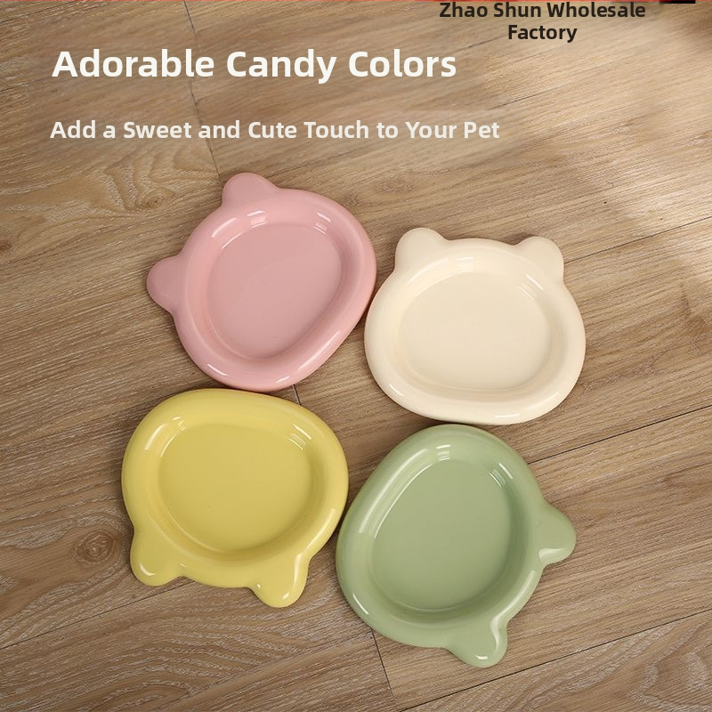 Japonijos stiliaus miela meškiukų lėkštė naminiams gyvūnėliams – plastikinė lėkštė kačiukams ir šunims, vieno gabalo liejimas, paprastas dizainas