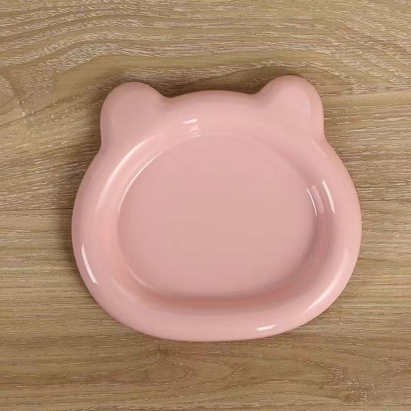 Japonijos stiliaus miela meškiukų lėkštė naminiams gyvūnėliams – plastikinė lėkštė kačiukams ir šunims, vieno gabalo liejimas, paprastas dizainas