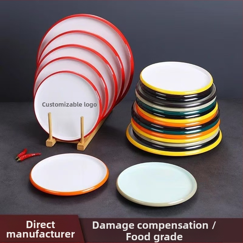 Меламинова кръгла чиния за търговска употреба, за хотели и ресторанти, в стил Нов китайски, ръчно изработена, персонализируема