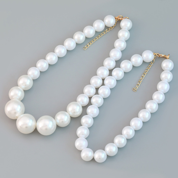 Κολιέ από κράμα με ψεύτικρες πέρλες, γεωμετρικός σχεδιασμός, αλυσίδα-φίδι, μενταγιόν από κράμα, σετ μόδας δύο τεμαχίων