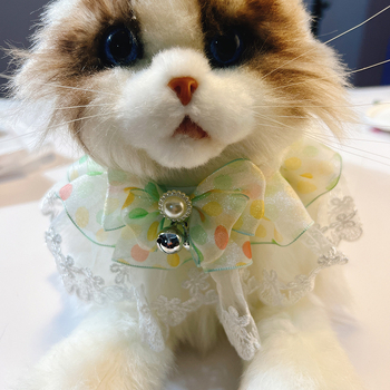 Nėrinių šalikėlis naminiams gyvūnėliams, kačiukams ir šunims, bangų taškų gėlių raštas, poliesteris, princesės vėjo stilius