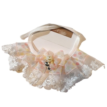 Nėrinių šalikėlis naminiams gyvūnėliams, kačiukams ir šunims, bangų taškų gėlių raštas, poliesteris, princesės vėjo stilius