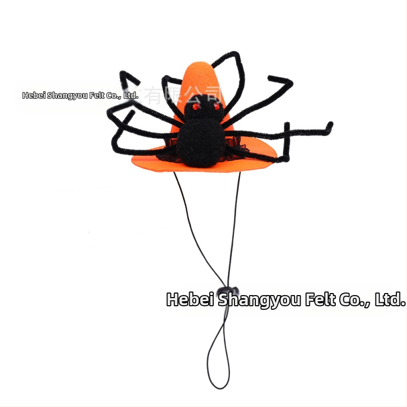 Шапка за кучета за Хелоуин с модел паяк — фетр, лазерно тъкане, карикатурен стил (Патерн: паяк; Материал: фетр; Тъкане: лазерно; Стил: карикатурен; Празник: Хелоуин)