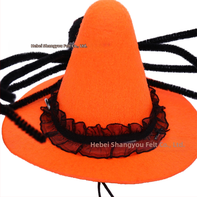 Шапка за кучета за Хелоуин с модел паяк — фетр, лазерно тъкане, карикатурен стил (Патерн: паяк; Материал: фетр; Тъкане: лазерно; Стил: карикатурен; Празник: Хелоуин)