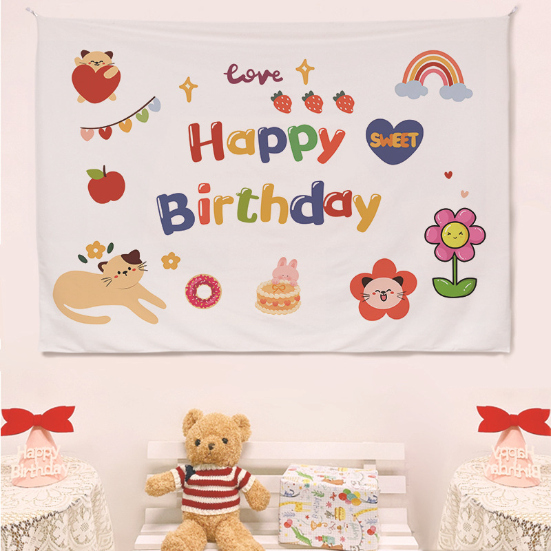 Гоблен за стена, скандинавски стил, карикатурен мотив, правоъгълен, дигитален термичен трансфер