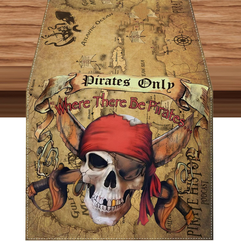 Stalo vėliava, Helovyno moliūgo kaukolės serija, 100% lino audinys, pritaikomas apdorojimas, namų dekoras