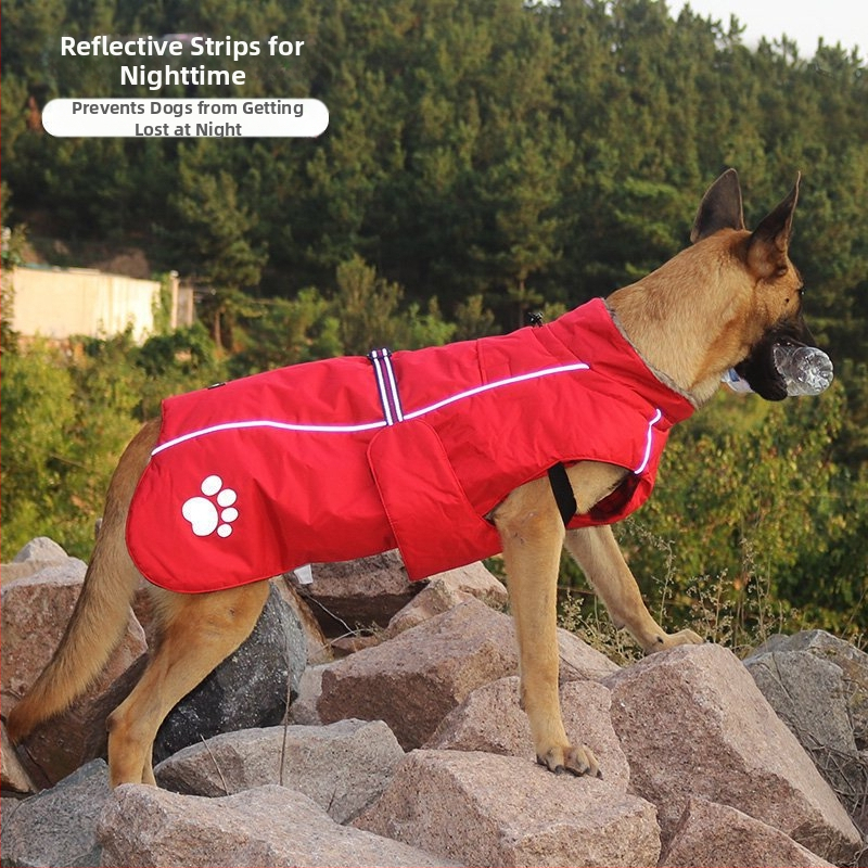 Asmpet bavlnený psí kabát s integrovaným postrojom — oblečenie pre domáce zvieratá, zimné teplo