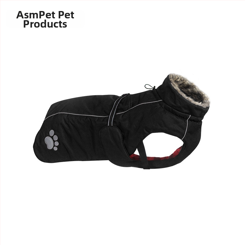 Asmpet pamukasti kaput za psa s ugrađenim pojaseom — odjeća za kućne ljubimce, zimska toplina