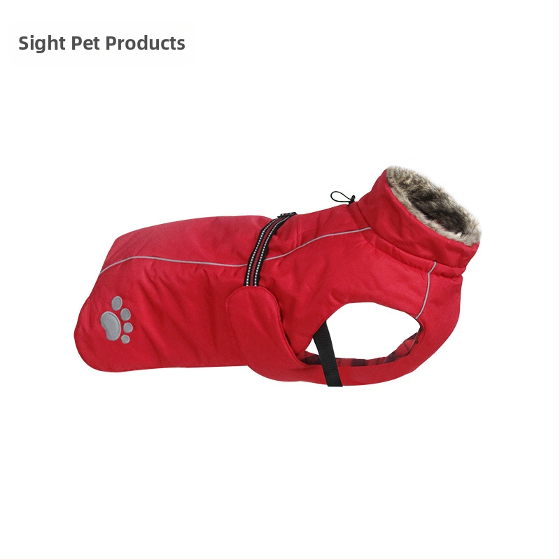 Asmpet pamukasti kaput za psa s ugrađenim pojaseom — odjeća za kućne ljubimce, zimska toplina