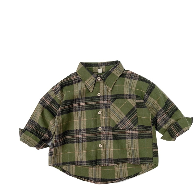 Laste särk, Korea stiilis, ruuduline muster, tasku, pikkade varrukatega, 3–8-aastased lapsed.