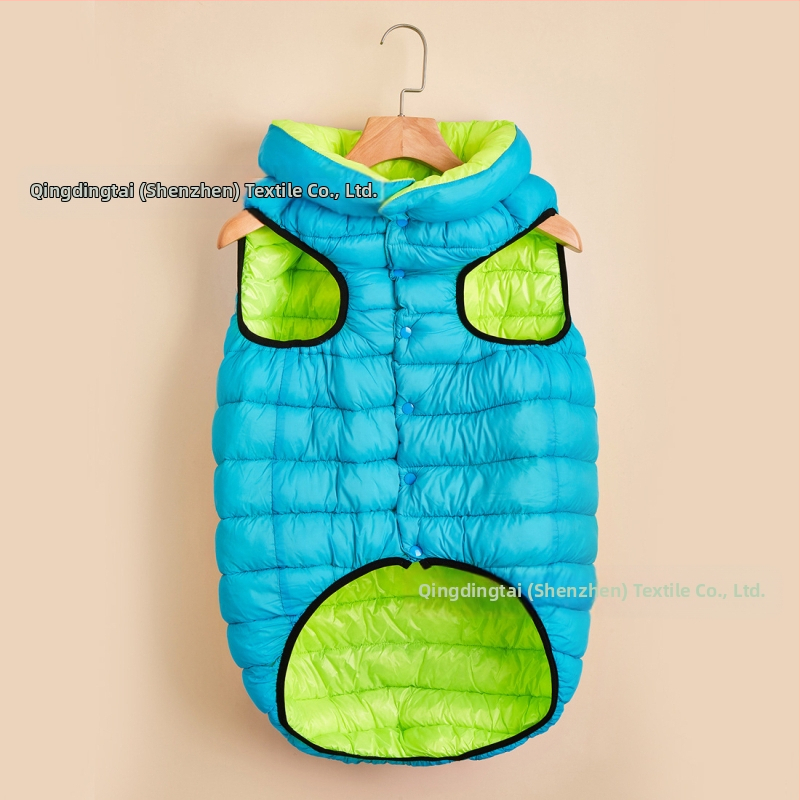 Dviviečio šuns liemenė žiemai – medžiagos: nailonas, down cotton; stilius: laisvas