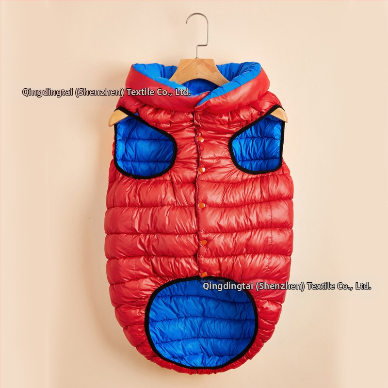 Dviviečio šuns liemenė žiemai – medžiagos: nailonas, down cotton; stilius: laisvas