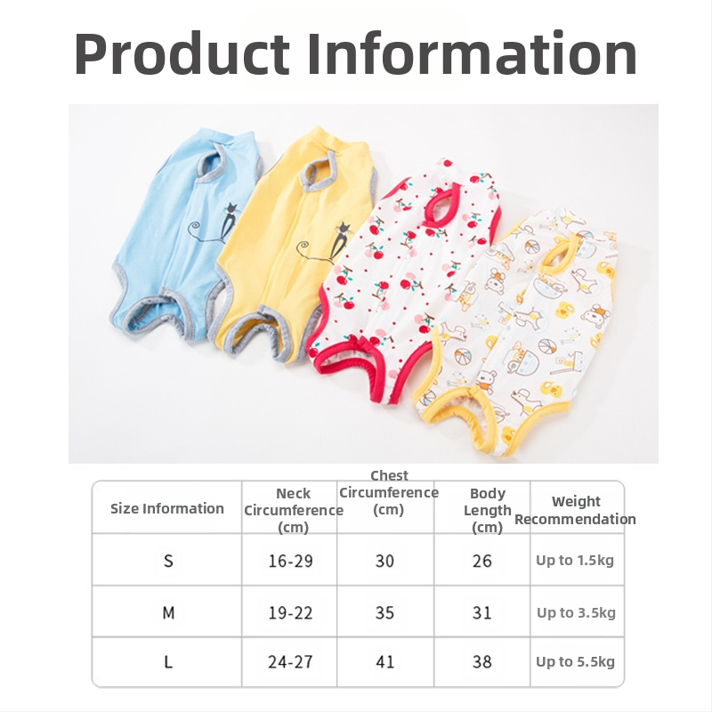 Дрехи за домашни любимци – антиоблизващ стерилизационен костюм за котки, тънък плат, стил свободно време