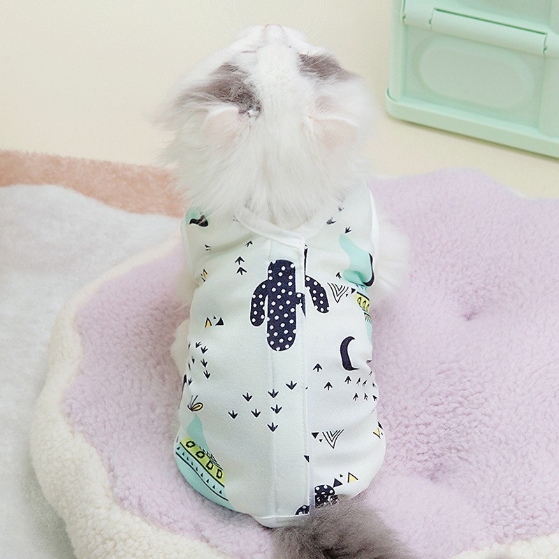 Дрехи за домашни любимци – антиоблизващ стерилизационен костюм за котки, тънък плат, стил свободно време