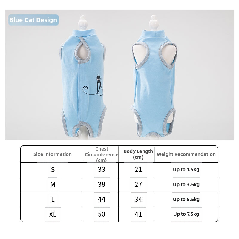 Дрехи за домашни любимци – антиоблизващ стерилизационен костюм за котки, тънък плат, стил свободно време