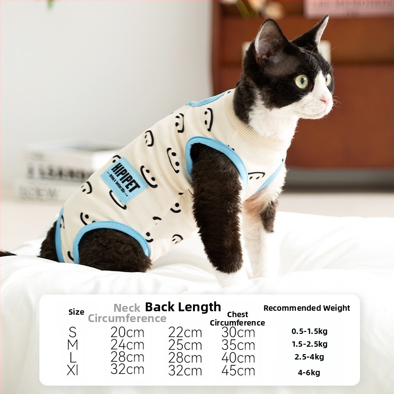 Дрехи за домашни любимци – антиоблизващ стерилизационен костюм за котки, тънък плат, стил свободно време