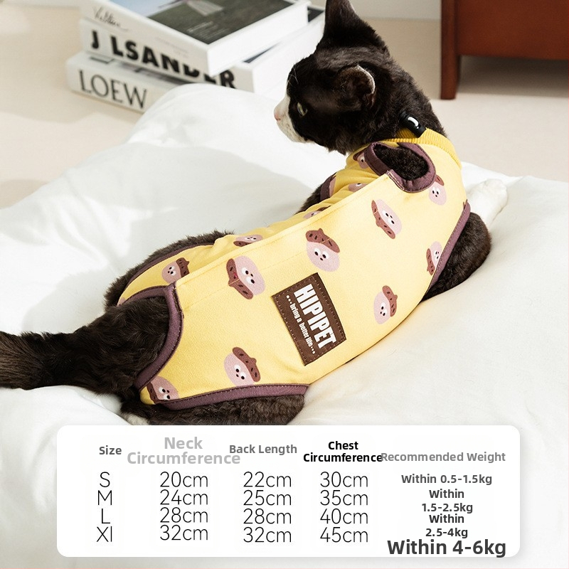 Дрехи за домашни любимци – антиоблизващ стерилизационен костюм за котки, тънък плат, стил свободно време