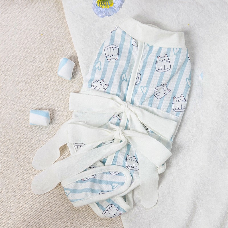 Дрехи за домашни любимци – антиоблизващ стерилизационен костюм за котки, тънък плат, стил свободно време