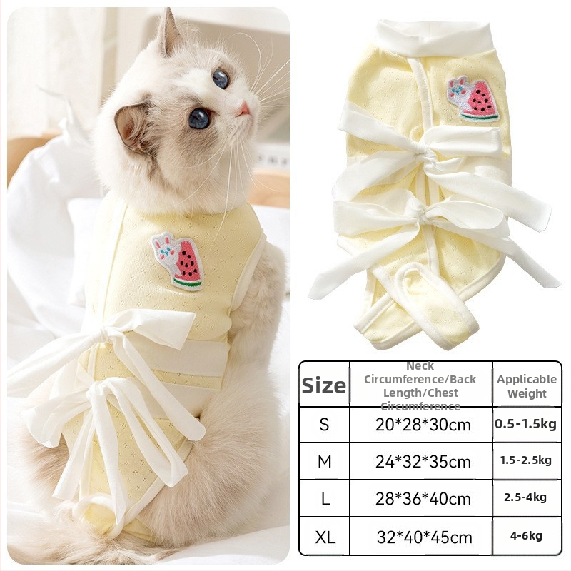 Дрехи за домашни любимци – антиоблизващ стерилизационен костюм за котки, тънък плат, стил свободно време