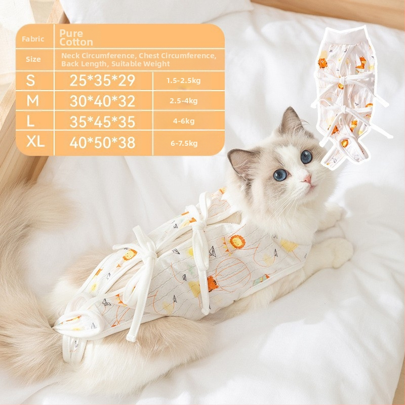 Дрехи за домашни любимци – антиоблизващ стерилизационен костюм за котки, тънък плат, стил свободно време