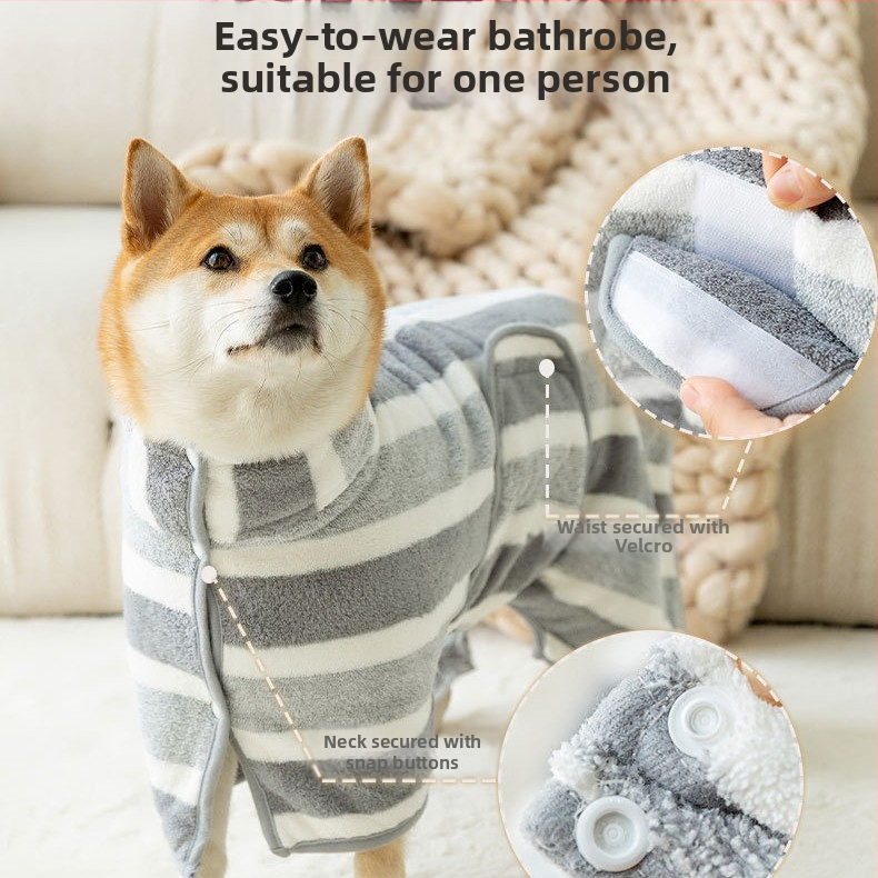 Šunų vonios chalatas su pilnu uždengimu – sugeriantis, greitai džiūstantis iš Coral Fleece, 150D siūlai, plokščias audinys, pritaikymas įmanomas