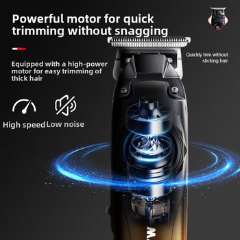 Plaukų kirpimo mašinėlė, įkraunama, su šepetėlių varikliu, nerūdijančio plieno ašmenimis, įmontuota baterija 1200–2000 mAh, veikimo laikas 1–3 valandos