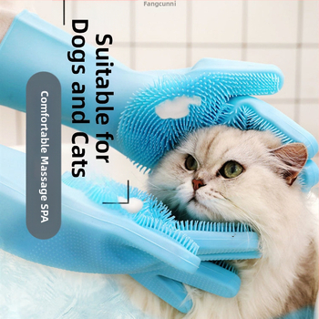 Γάντια μπάνιου κατοικίδιων για σκύλους και γάτες με μασάζ βούρτσα, παχύτερη κατασκευή, αντι-γρατσουνιές και αντι-δάγκωμα