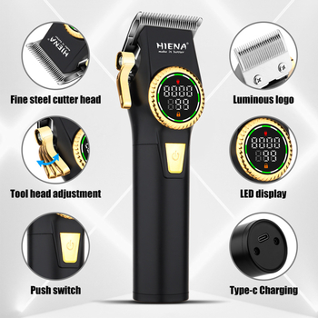 Profesionalus įkraunamas plaukų kirpimo prietaisas su brushless motoru, nerūdijančio plieno peilių galvutė, įmontuota 1200–2000 mAh baterija, veikimo laikas 1–3 valandos