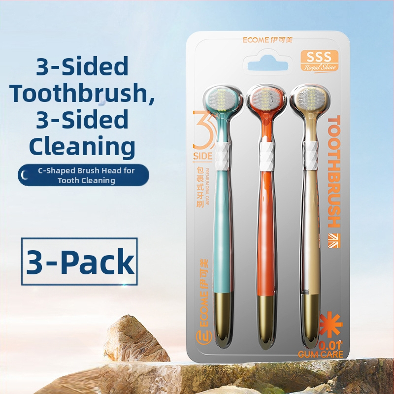 Trijų šonų dantų šepetėlis su dantenų apsauga ir minkštais šereliais | Banner/Benoy prekės ženklas | Rankinė dantų šepetėlis