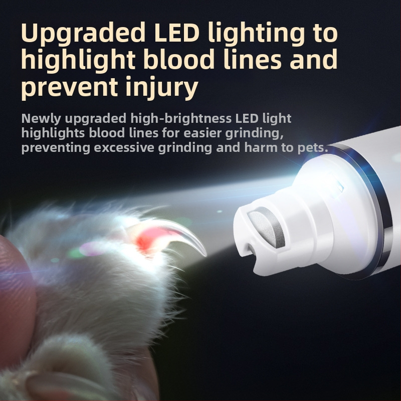 Електрическа пила за нокти на домашни любимци с LED светлина – висока мощност, за кучета и котки