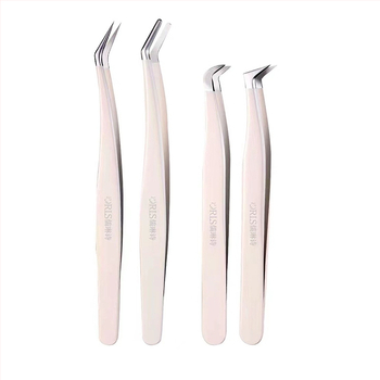 Mesterséges szempillák csipesze, nagy pontosságú, márka Ru Lin Poetry; osztályozás: szegmentált; stílus: Golden Feather Clip, 7 alakú klip; csomagolás: 1000 db