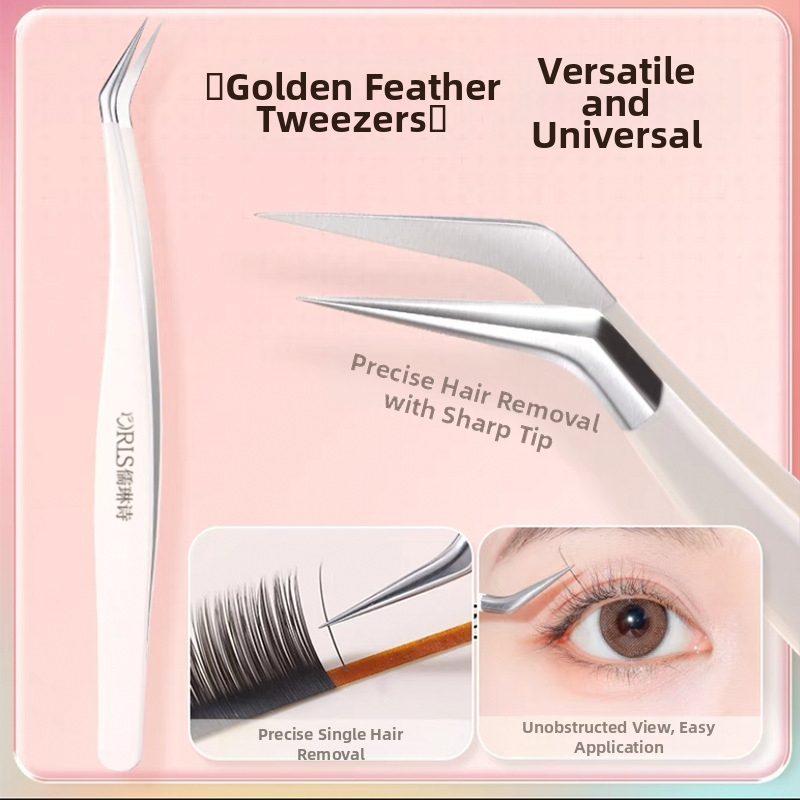 Mesterséges szempillák csipesze, nagy pontosságú, márka Ru Lin Poetry; osztályozás: szegmentált; stílus: Golden Feather Clip, 7 alakú klip; csomagolás: 1000 db