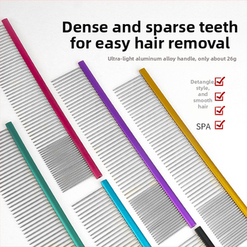 Tanizaki Гребен за домашни любимци, неръждаема стомана, широк дръжка, премахва излишната козина