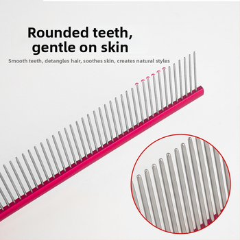 Tanizaki Гребен за домашни любимци, неръждаема стомана, широк дръжка, премахва излишната козина