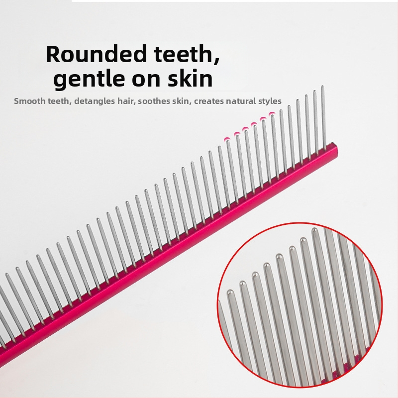 Tanizaki Гребен за домашни любимци, неръждаема стомана, широк дръжка, премахва излишната козина