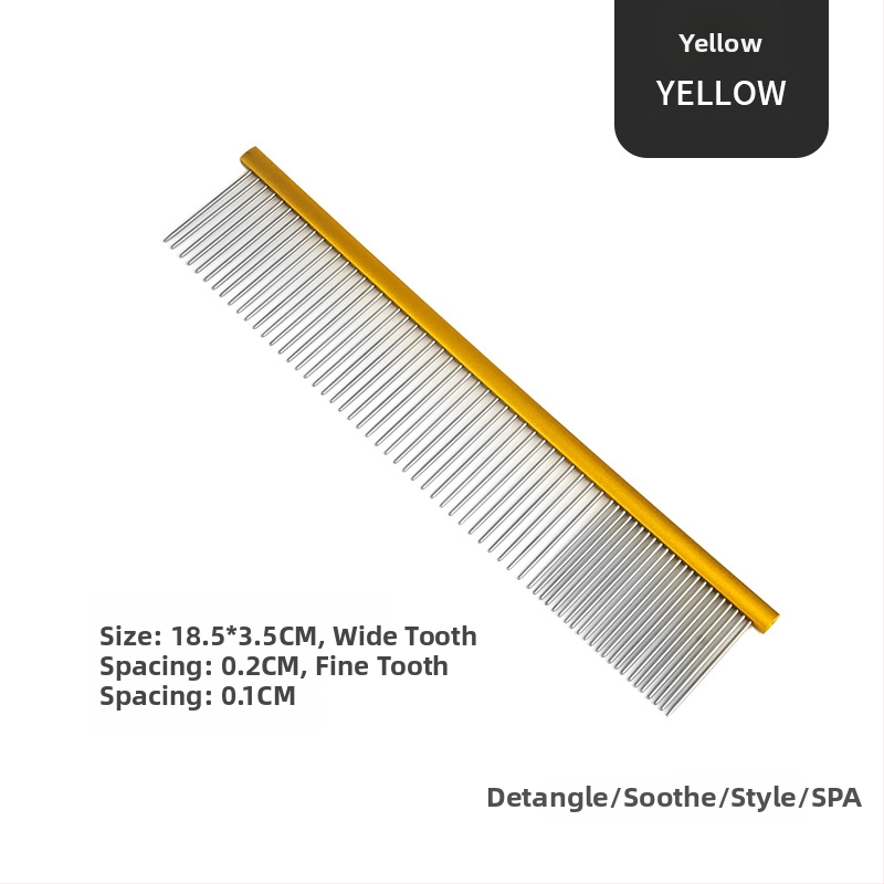 Tanizaki Гребен за домашни любимци, неръждаема стомана, широк дръжка, премахва излишната козина